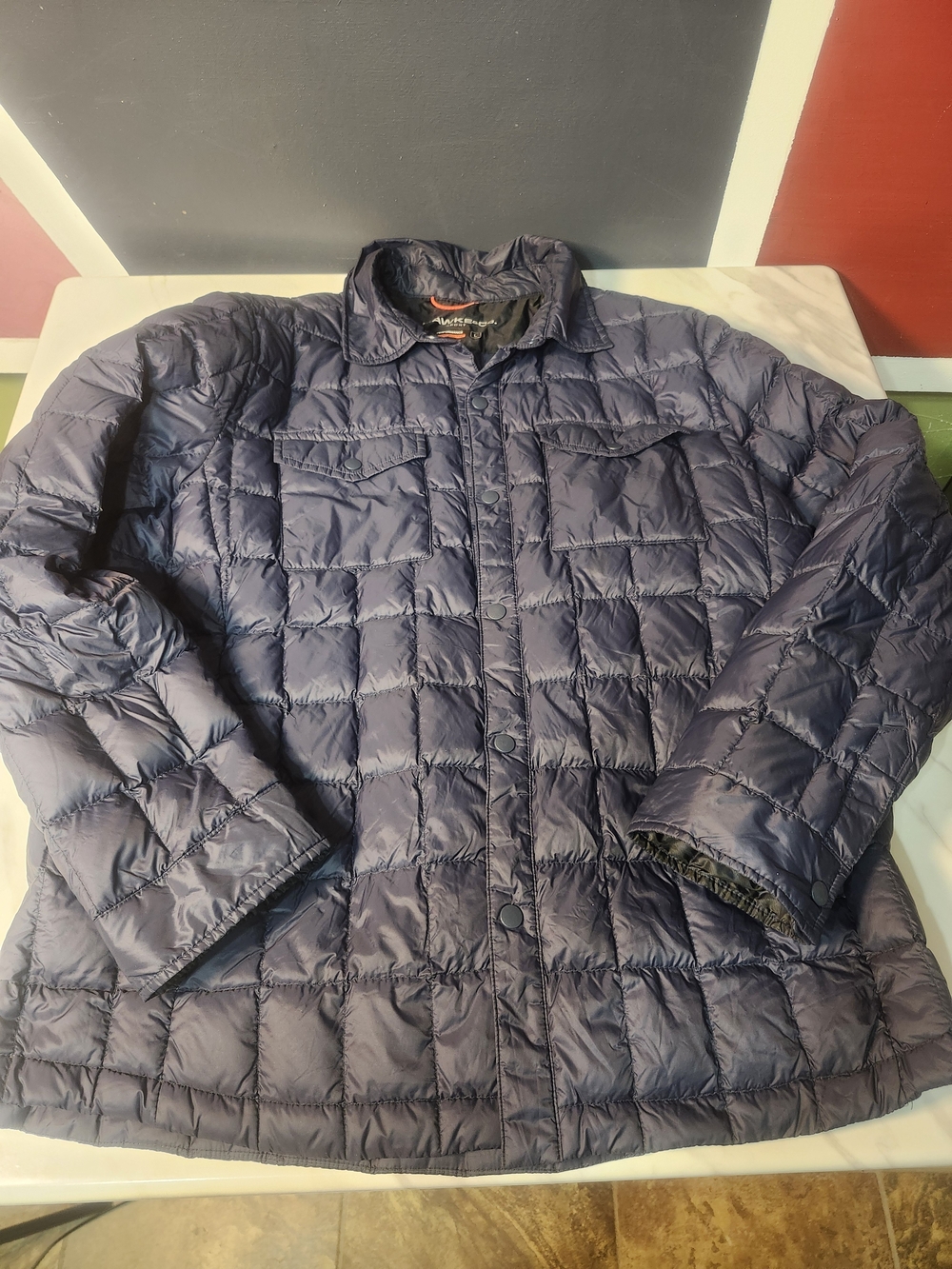 Hawke & Co Sport Down Filled Navy Blue Quilted Shirt Jacket - Size L